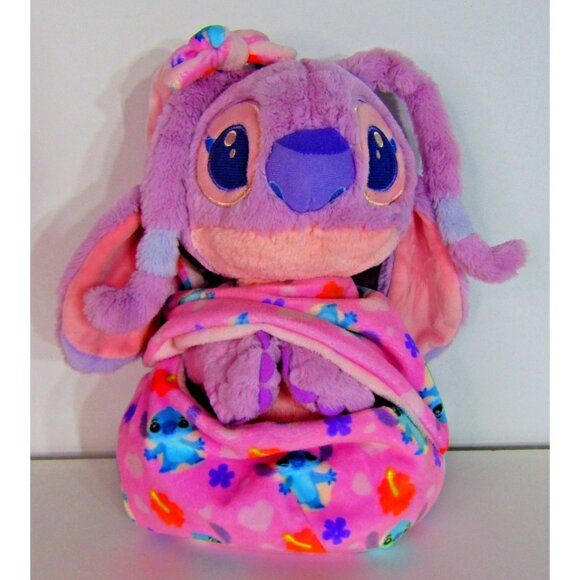 Disney Parks Lilo & Stitch Baby Angel Tropical Hoodie Blanket Pouch Plush - Picture 9 of 9